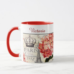 Mug personnalisé Tour Eiffel et hortensia