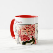 Mug personnalisé Tour Eiffel et hortensia (Devant gauche)
