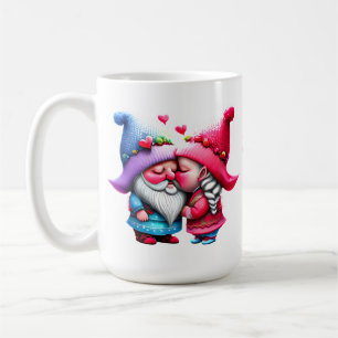 Mug Personnalisé Valentine Gnome Kisser Couple Chérie