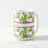 Mug Personnalisé, vert et violet, modèle Cactus (Devant droit)