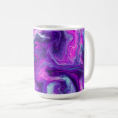 Mug Personnalisé violet, bleu, marbre rose Fluid Art (Devant droit)