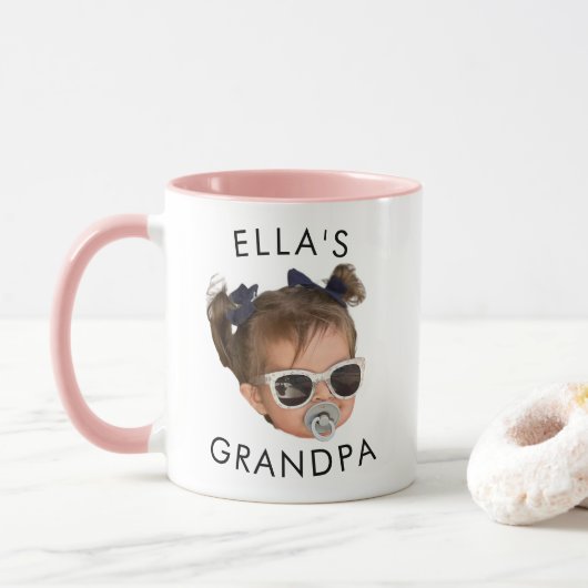 Mug Personnalisé Visage, Baby Face Dady Cadeau, Grand- (Avec donut)