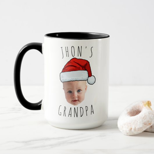 Mug Personnalisé Visage bébé Père Noël Chapeau Photo d (Avec donut)