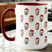 Mug Personnalisé Visage Santa Hat 3 Photos Cadeau Fami
