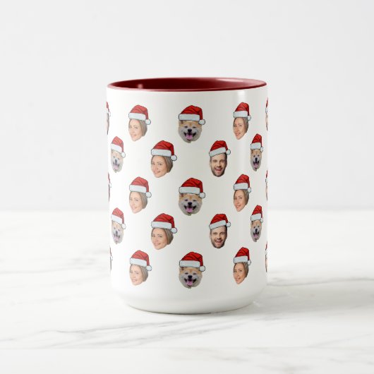 Mug Personnalisé Visage Santa Hat 3 Photos Cadeau Fami (Centre)