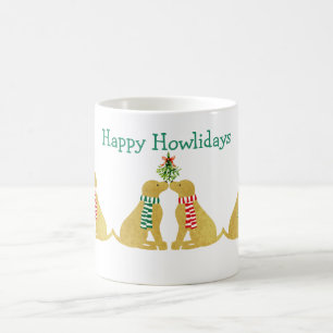 Mug Personnalisé Xmas Golden Retrievers Kissing Mistle