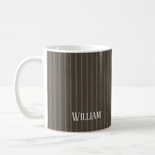 Mug Personnalised brown retro pinstripes (Gauche)