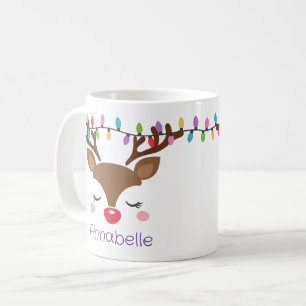 Mug personnalisée de la jeune fille Reindeer de No