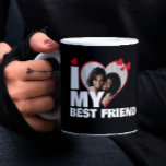 Mug Personnalisée J'aime mon meilleur ami Photo de coe<br><div class="desc">Personnalisé One Of A Kind Photo Heart mug de Ricaso - Love heart Modèle photo Design .. ajoutez simplement votre propre photo à cette grande tasse à café personnalisée avec bold I LOVE MY BFF Best Friend (insérez votre propre texte ou laissez-le tel quel) .. facile à personnaliser les produits...</div>