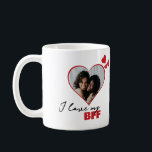 Mug Personnalisée J'aime mon meilleur ami Photo de coe<br><div class="desc">Personnalisé One Of A Kind Photo Heart mug de Ricaso - Love heart Modèle photo Design .. ajoutez simplement votre propre photo à cette grande tasse à café personnalisée avec bold I LOVE MY BFF Best Friend Forever (insérez votre propre texte ou laissez tel quel) .. facile de personnaliser les...</div>