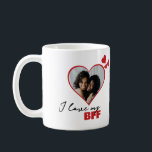 Mug Personnalisée J'aime mon meilleur ami Photo de coe<br><div class="desc">Personnalisé One Of A Kind Photo Heart mug de Ricaso - Love heart Modèle photo Design .. ajoutez simplement votre propre photo à cette grande tasse à café personnalisée avec bold I LOVE MY BFF Best Friend Forever (insérez votre propre texte ou laissez tel quel) .. facile de personnaliser les...</div>
