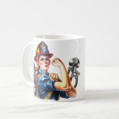 Mug Personnalisée Rosie le Riveter Female Firefighter (Devant gauche)