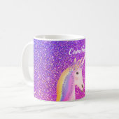 Mug Personnalisée Unicorne violet Parties scintillant (Devant gauche)