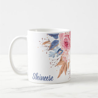Mug personnalisées avec fleurs bleues et bleues