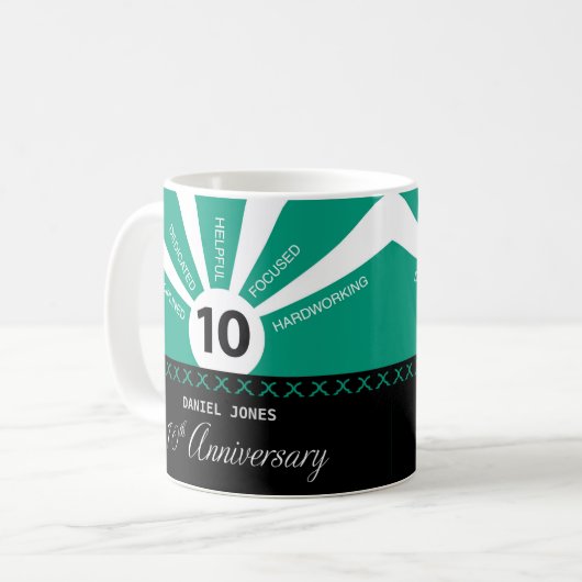 Mug Personnaliser, 10e anniversaire de l'employé (Devant gauche)