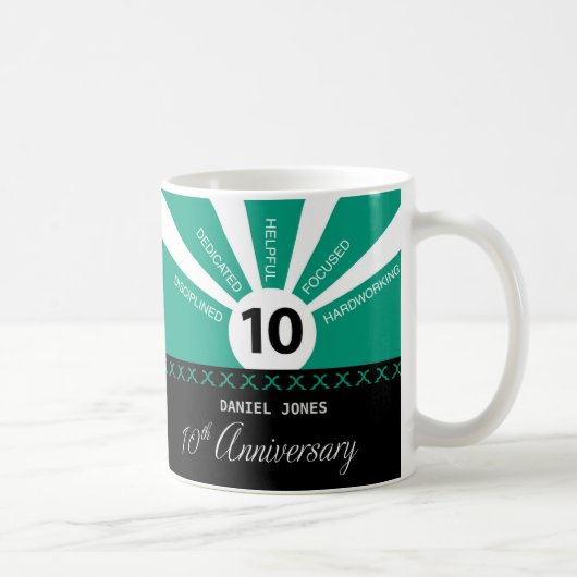 Mug Personnaliser, 10e anniversaire de l'employé (Droite)