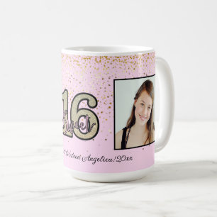 Mug Personnaliser 2 Photos & Message Sweet 16 Cadeau