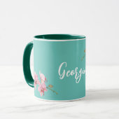 Mug Personnaliser Aquarelle Rose Moth Orchidées Flower (Devant gauche)