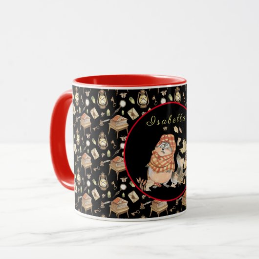 Mug Personnaliser Automne Raccoon Texte et couleur (Devant gauche)
