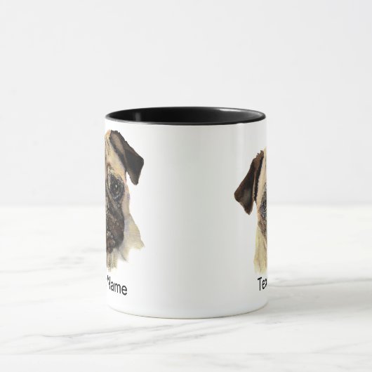 Mug Personnaliser ce Carlin - Aquarelle Chien (Centre)