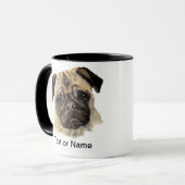 Mug Personnaliser ce Carlin - Aquarelle Chien (Devant gauche)