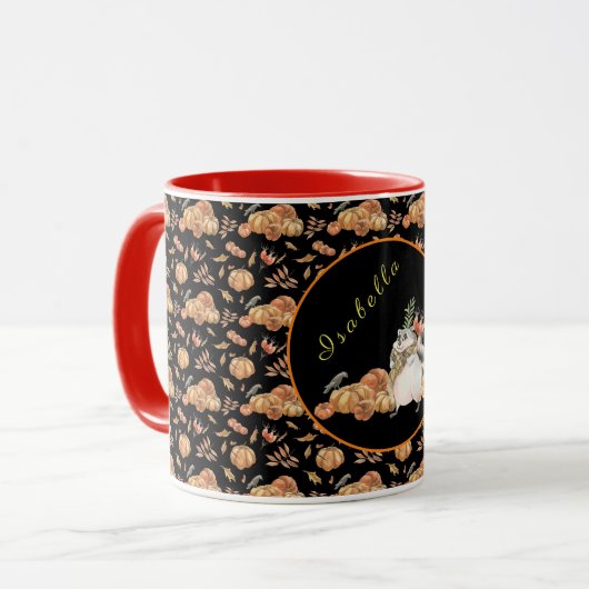 Mug Personnaliser citrouille Raccoon Texte et couleur (Devant gauche)