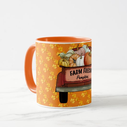 Mug Personnaliser d'automne Citrouille Feuilles d'or (Devant gauche)