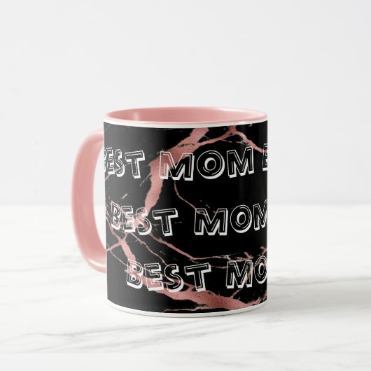Mug Personnaliser de luxe en marbre noir rose (Devant gauche)