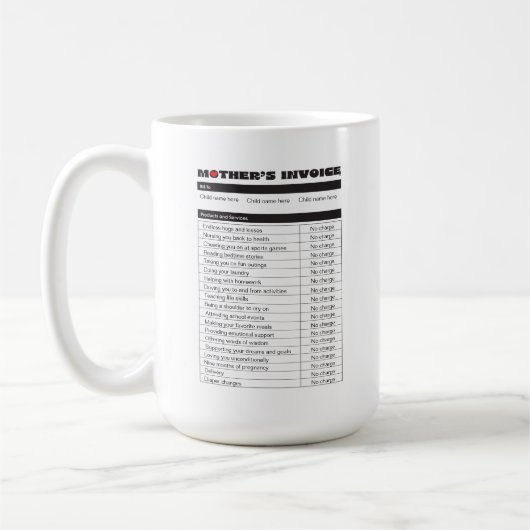 Mug Personnaliser Fête des Mères Facture personnalisée (Gauche)