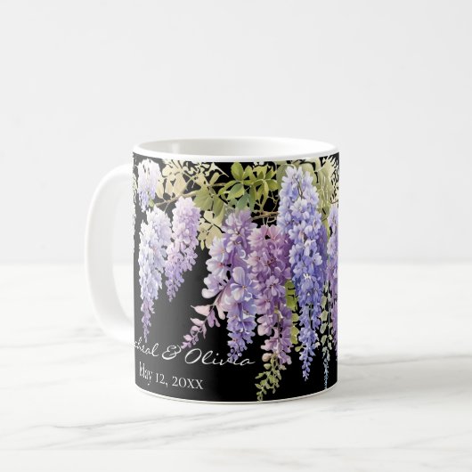 Mug Personnaliser la glycine de l'aquarelle violette f (Devant gauche)