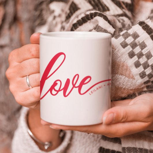 Mug Personnaliser l'amour Lettré à la main rouge