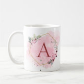 Mug Personnaliser l'aquarelle rose cadre floral initia (Gauche)