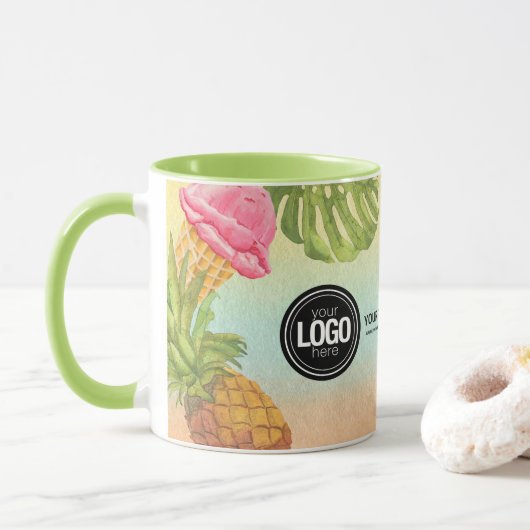Mug Personnaliser le logo de l'entreprise aquarelle cr (Avec donut)
