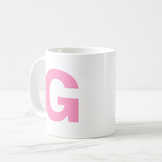 Mug Personnaliser le Monogramme initial rose de script (Devant gauche)