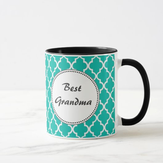 Mug Personnaliser le monogramme turquoise de quatrefoi (Droite)