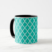Mug Personnaliser le monogramme turquoise de quatrefoi (Devant gauche)