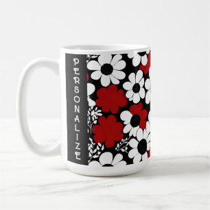 Mug Personnaliser le motif floral en rouge, noir et bl