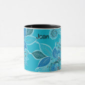 Mug Personnaliser le nom Boho bleu Paisley noir intéri (Centre)