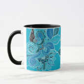 Mug Personnaliser le nom Boho bleu Paisley noir intéri (Gauche)
