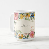 Mug Personnaliser le nom du script noir, Fleurs sauvag (Devant gauche)