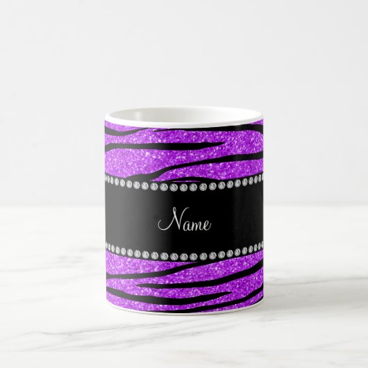 Mug Personnaliser le nom neon violet parties scintilla (Centre)