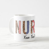 Mug Personnaliser l'infirmière de texte (Devant gauche)