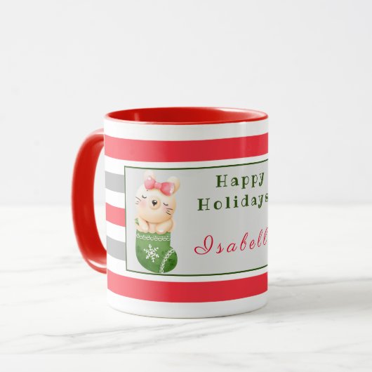 Mug Personnaliser Lion et Chat Texte et nom (Devant gauche)