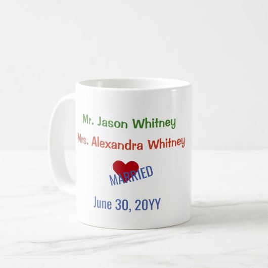 Mug Personnaliser M. Mrs Married Love Books (Devant gauche)
