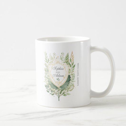 Mug Personnaliser Mariage du bouclier vert rustique (Droite)