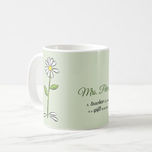 Mug Personnaliser, Merci enseignant, Fleur religieuse (Devant gauche)