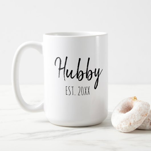 Mug Personnaliser minimaliste Simple Mari Année Hubby (Avec donut)