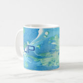 Mug Personnaliser Monogramme Moderne Art Abstrait Bleu (Devant gauche)