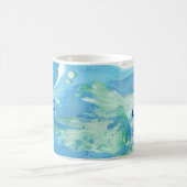 Mug Personnaliser Monogramme Moderne Art Abstrait Bleu (Centre)