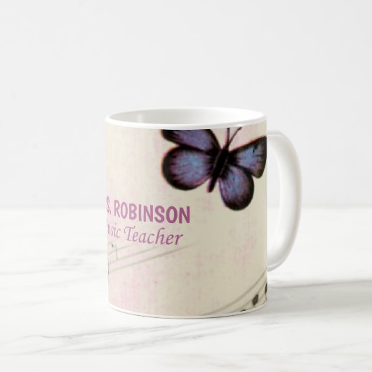 Mug Personnaliser, Musique Papillons Merci Enseignant (Devant droit)